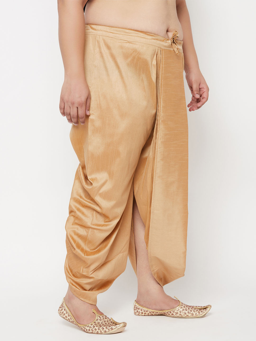 Vastramay Men's Plus Size Rose Gold Cotton Blend Traditional Dhoti