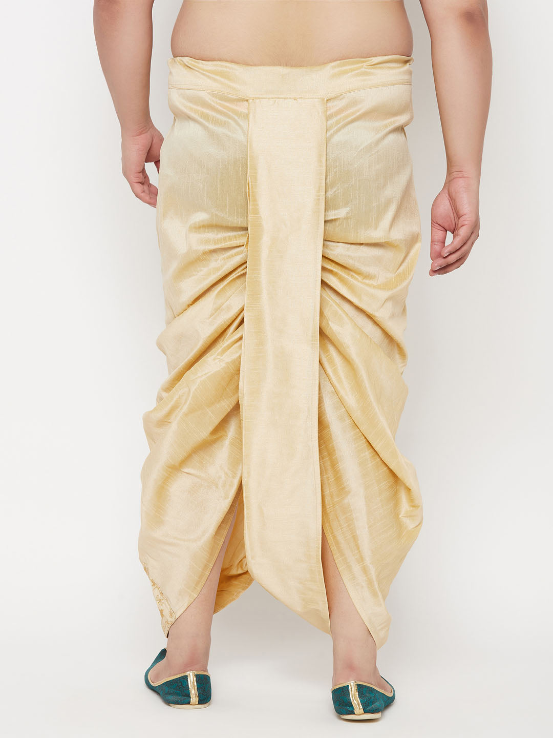 Vastramay Gold Embroidered Traditional Dhoti showcasing intricate golden embroidery on a classic Indian men's garment