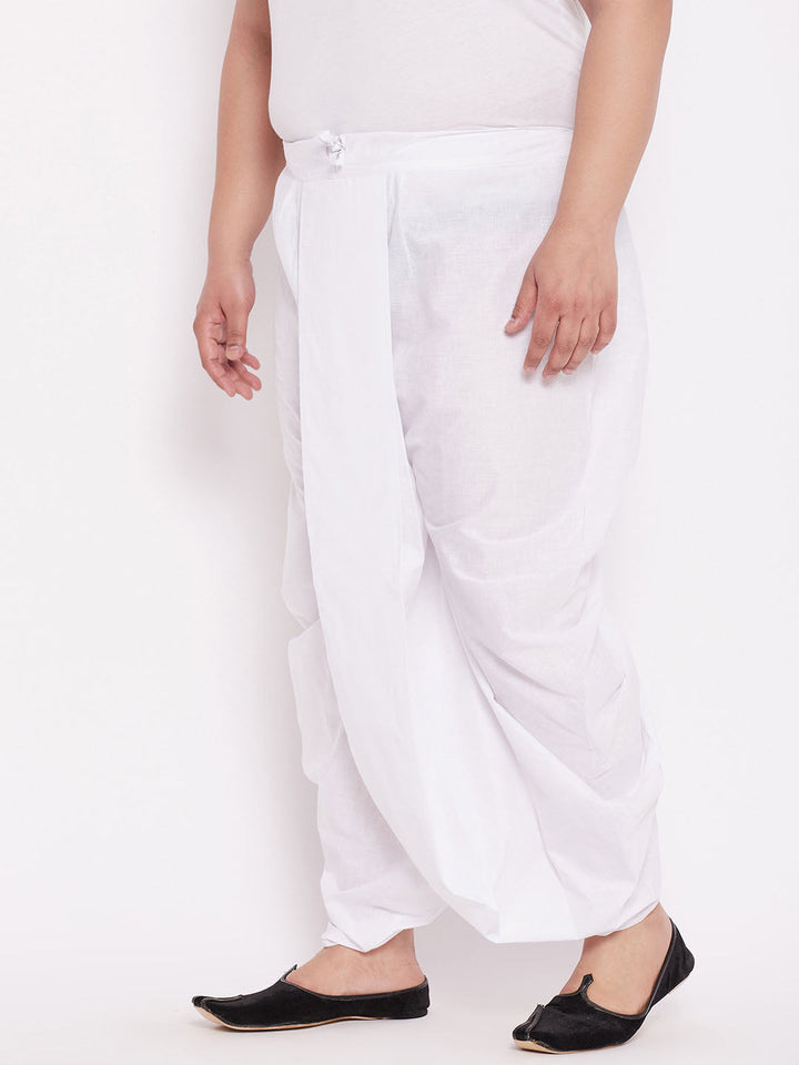 Vastramay Men's Plus Size Pure Cotton White Traditional Dhoti for festive occasions and traditional events