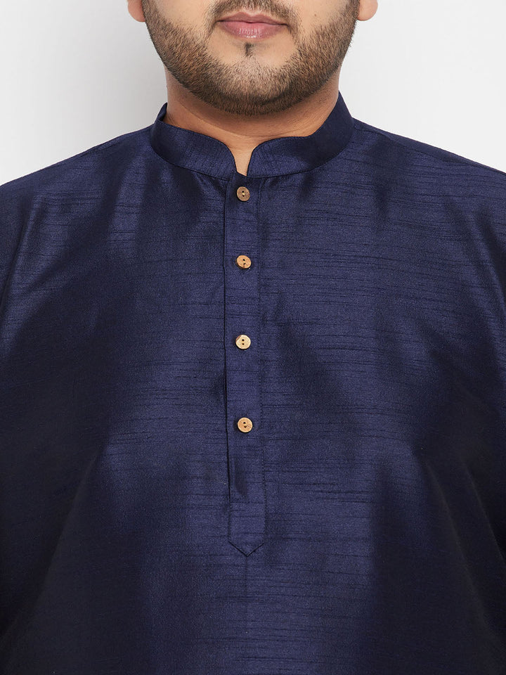 VASTRAMAY Navy Blue Silk Blend Jacket Kurta with intricate embroidery and trendy design