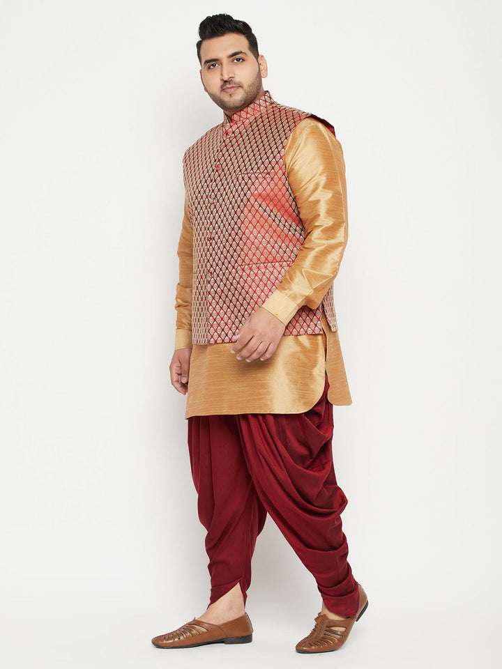 VASTRAMAY Men's Rose Gold Kurta Set - Traditional Indian ethnic wear