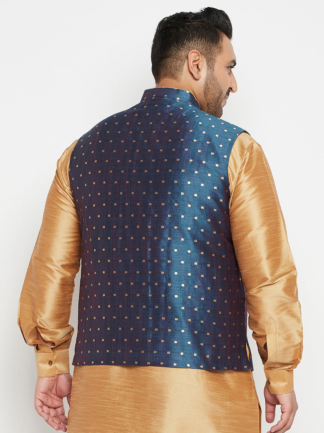 VASTRAMAY Blue Zari Weaved Nehru Jacket with intricate design and traditional Indian craftsmanship