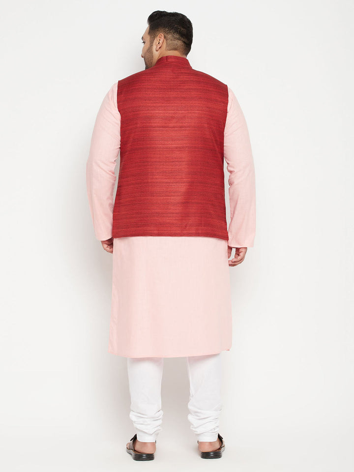  Traditional Indian men's outfit with pink and maroon color scheme 