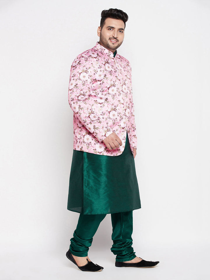 VASTRAMAY Pink Silk Blend Jodhpuri Set - Traditional Indian outfit with intricate embroidery and elegant design