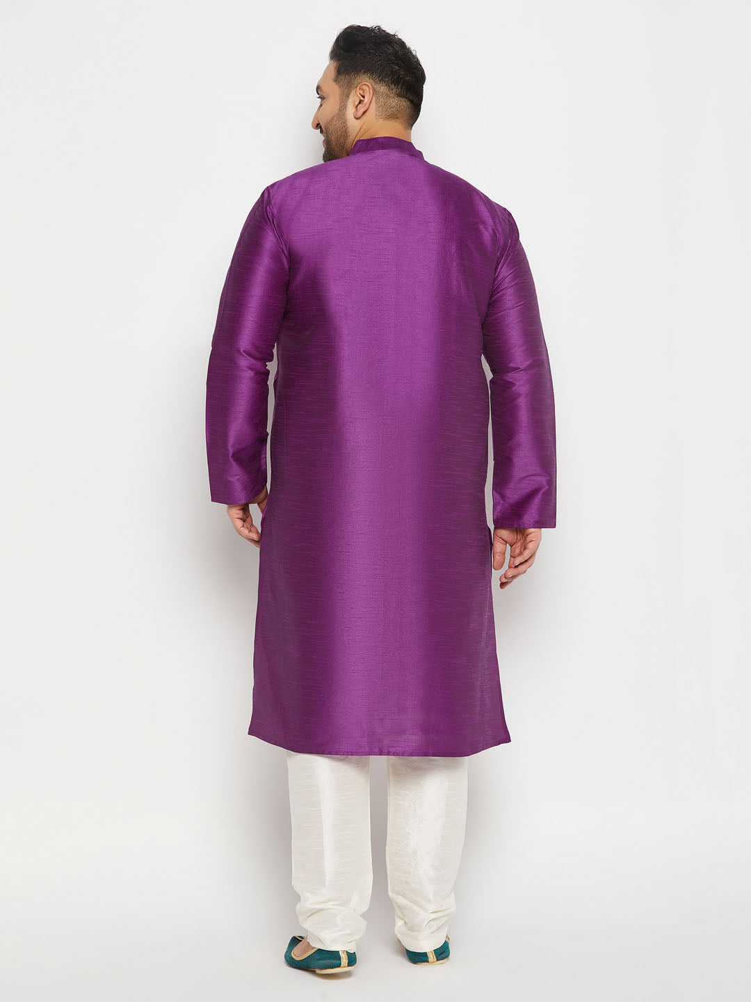Men's Plus Size Purple Silk Blend Kurta Pant Set