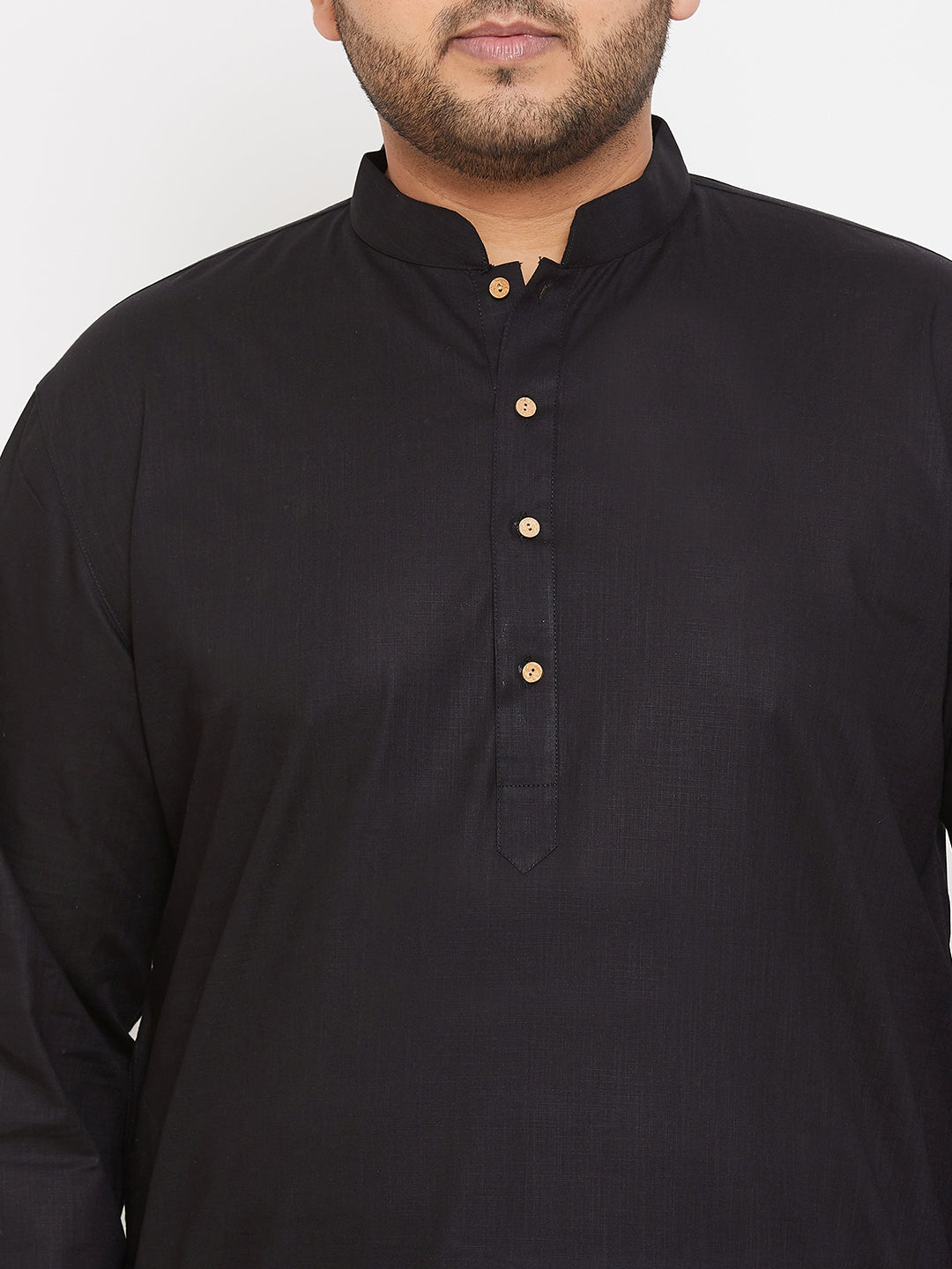 VASTRAMAY Men's Plus Size Black Cotton Kurta