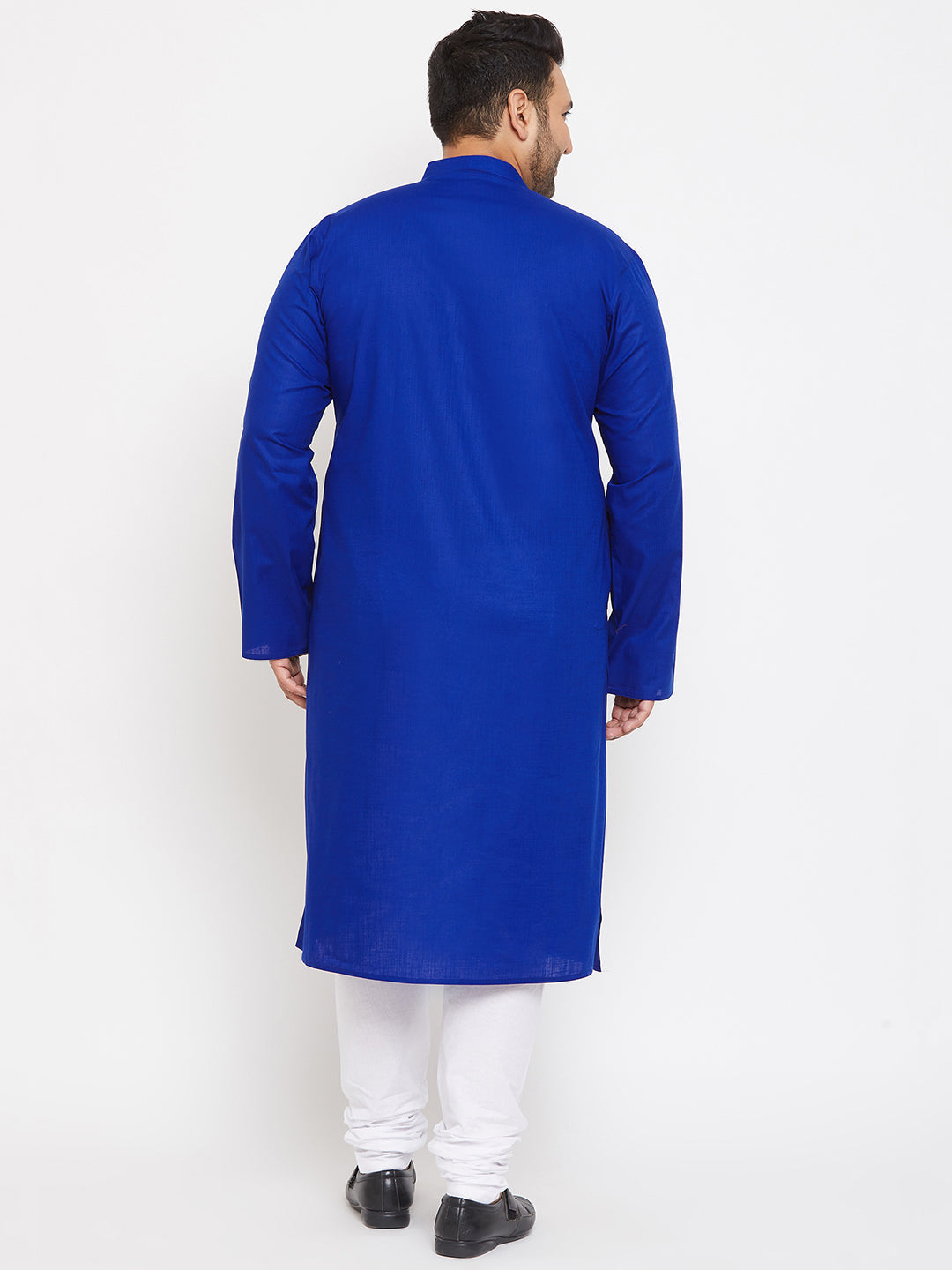 VASTRAMAY Men's Plus Size Blue Cotton Kurta And Pyjama Set