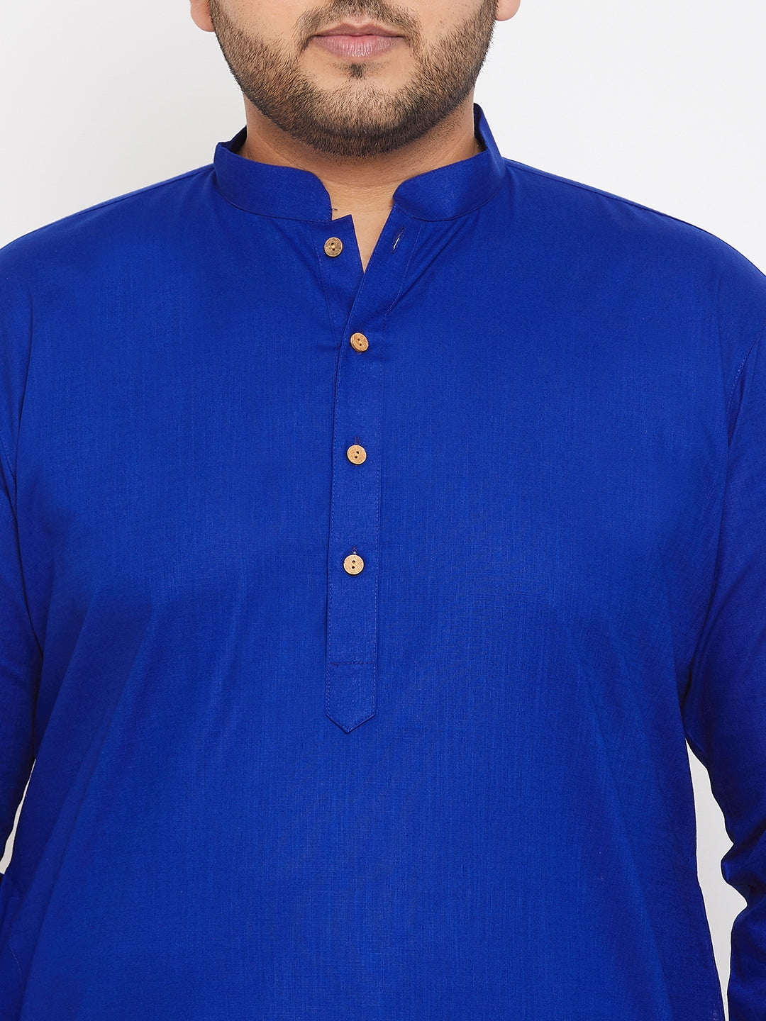 VASTRAMAY Men's Plus Size Blue Cotton Kurta And Pyjama Set for Summer Comfort and Style