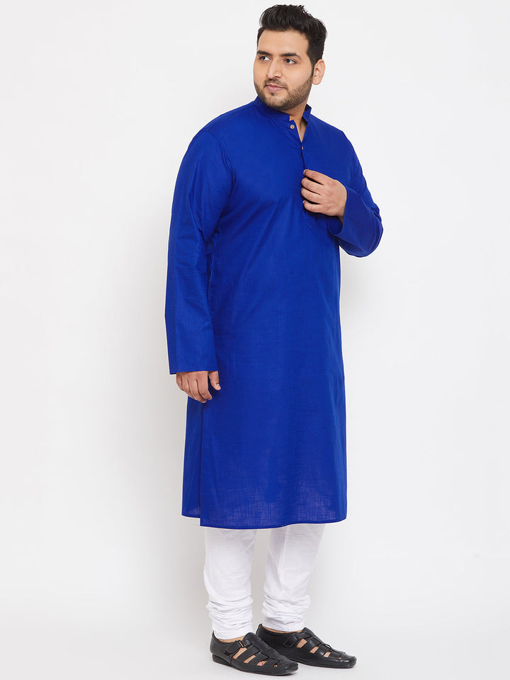 VASTRAMAY Men's Plus Size Blue Cotton Kurta And Pyjama Set, traditional Indian attire for men, comfortable and stylish