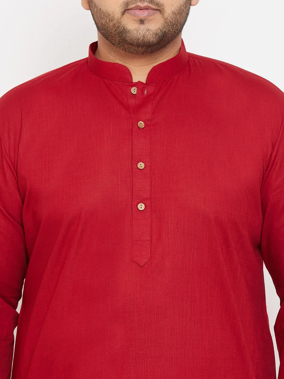 Men's Plus Size Maroon Cotton Kurta And Pyjama Set