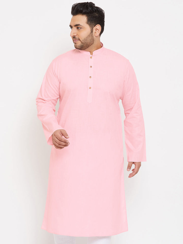 VASTRAMAY Men's Plus Size Pink Cotton Kurta