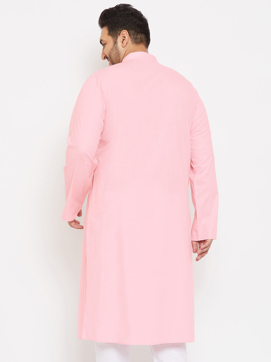 VASTRAMAY Men's Plus Size Pink Cotton Kurta