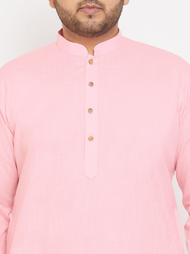 VASTRAMAY Men's Plus Size Pink Cotton Kurta