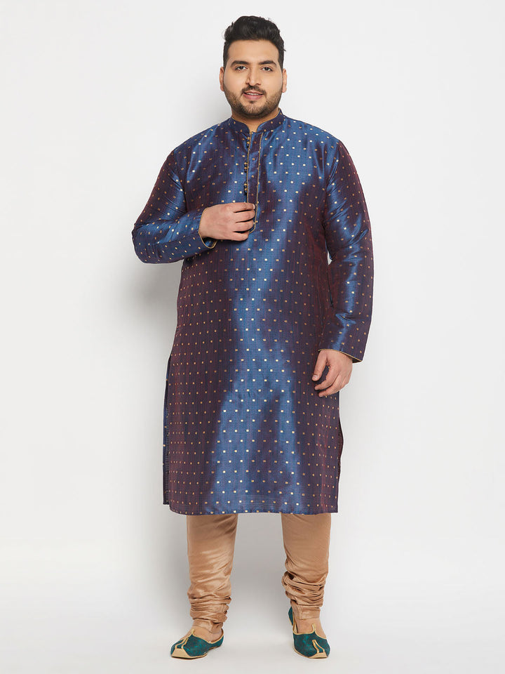 Navy blue kurta made from high-quality fabric with detailed zari weaves for style