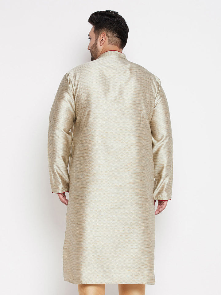 VASTRAMAY Men's Plus Size Beige Woven Kurta