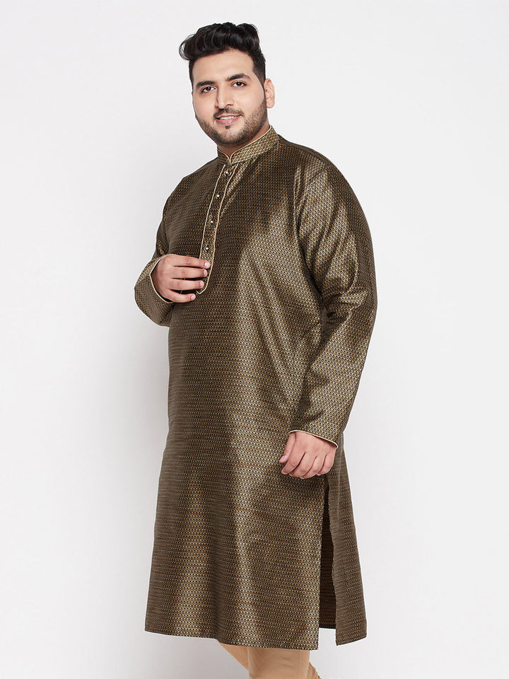 VASTRAMAY Men's Plus Size Black Woven Kurta