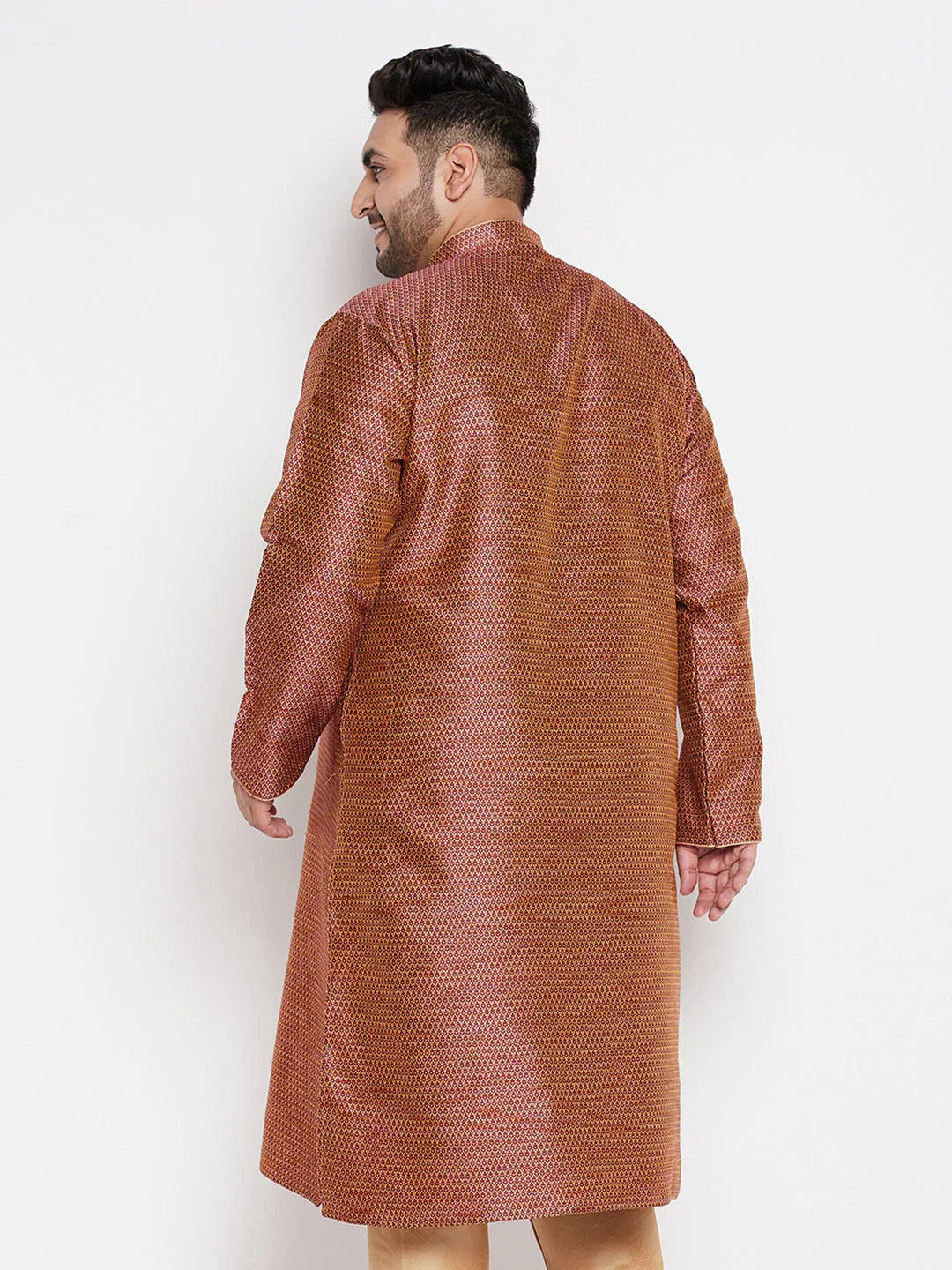 Men's Plus Size Maroon Woven Kurta