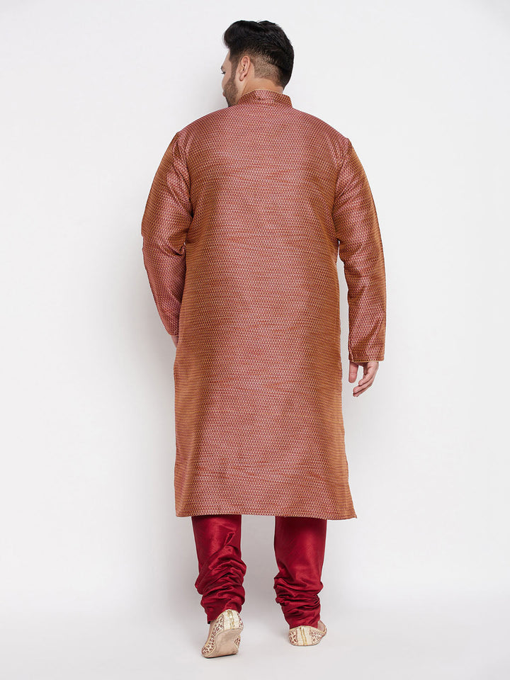  Stylish men's kurta set in plus size with a maroon color palette for a traditional yet modern look