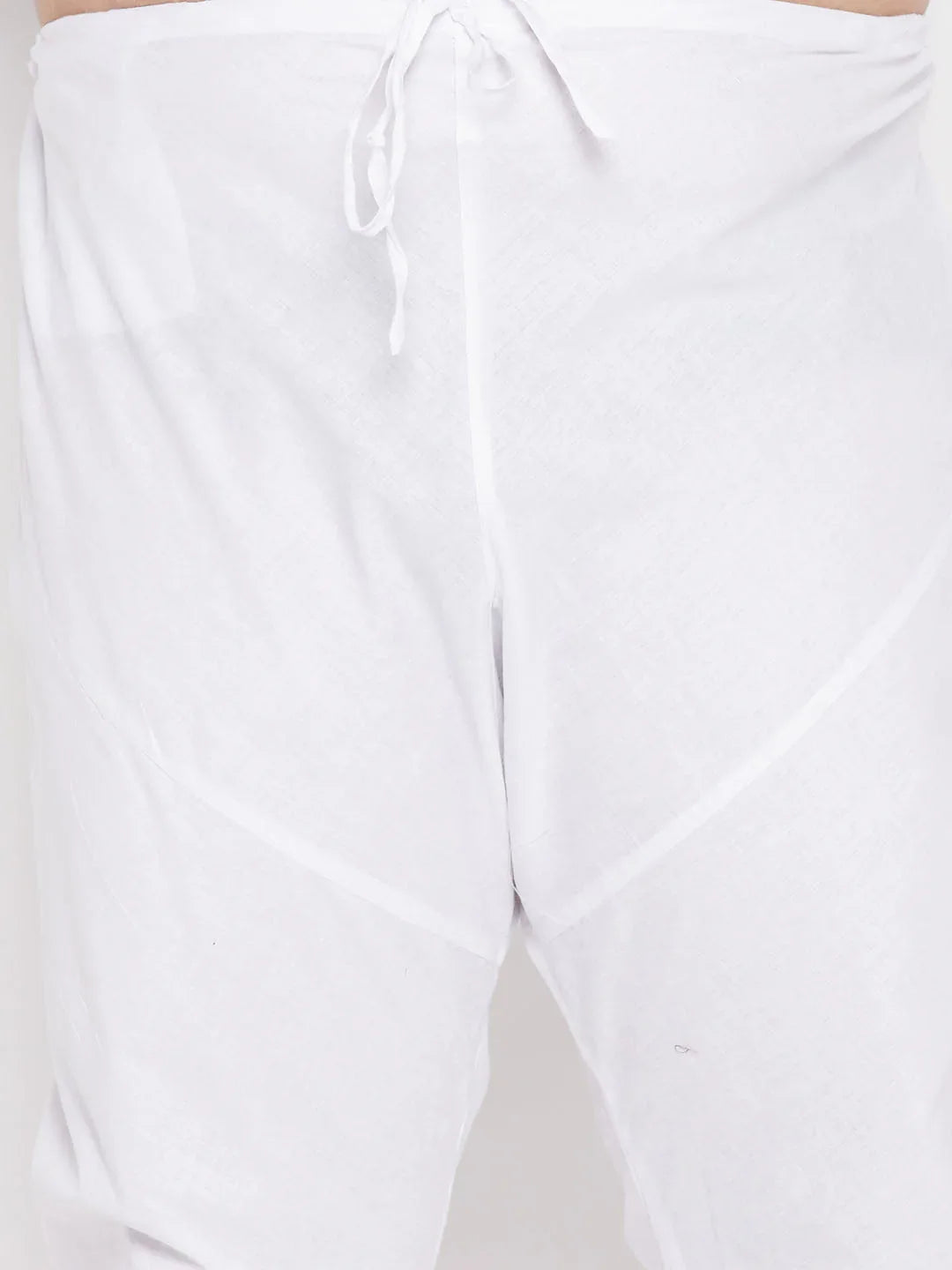 Men's Plus Size Black Chikankari Embroidered Kurta And White Pyjama Set