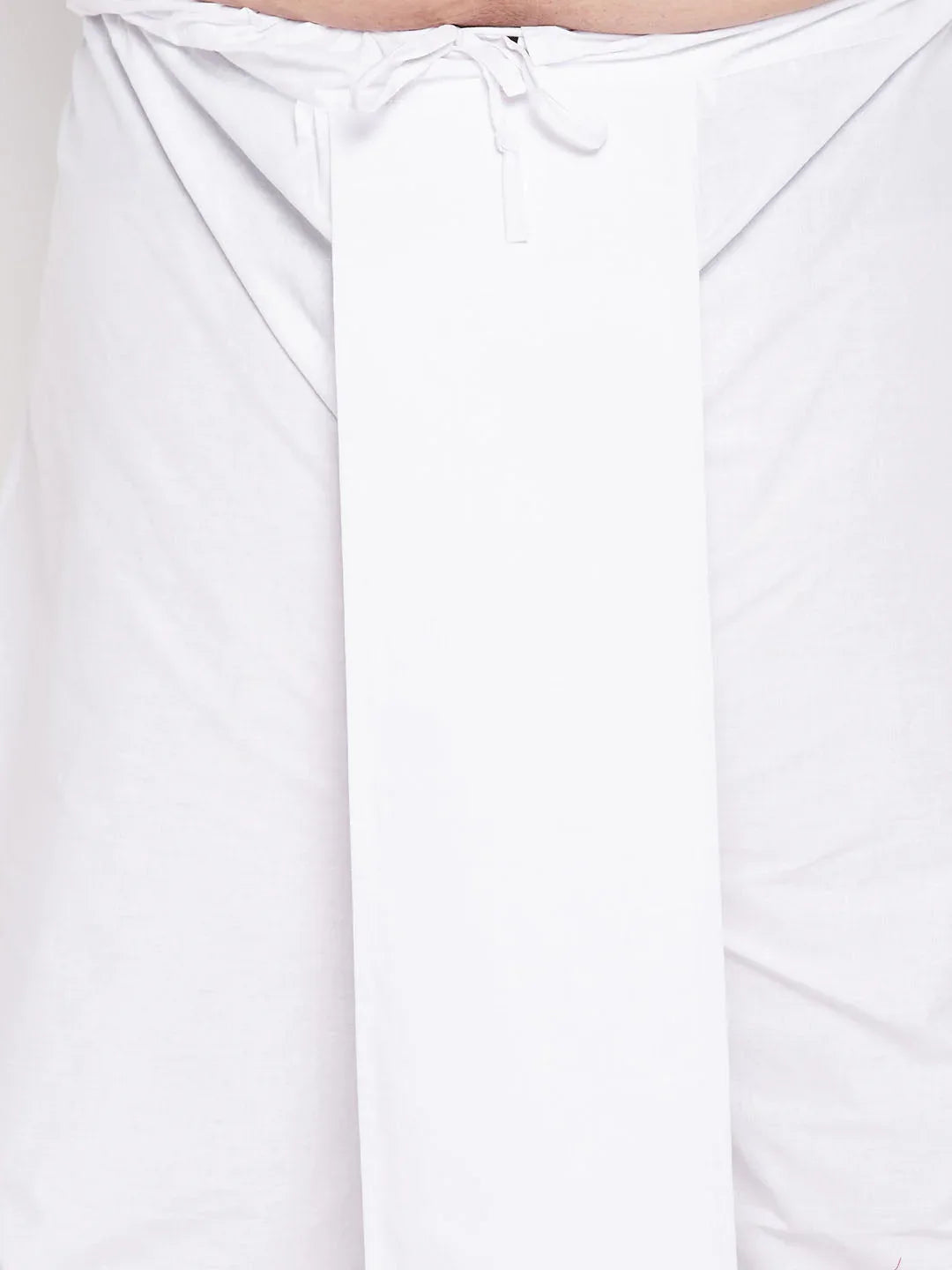 Men's Plus Size Orange Chikankari Embroidered Kurta And White Dhoti Set