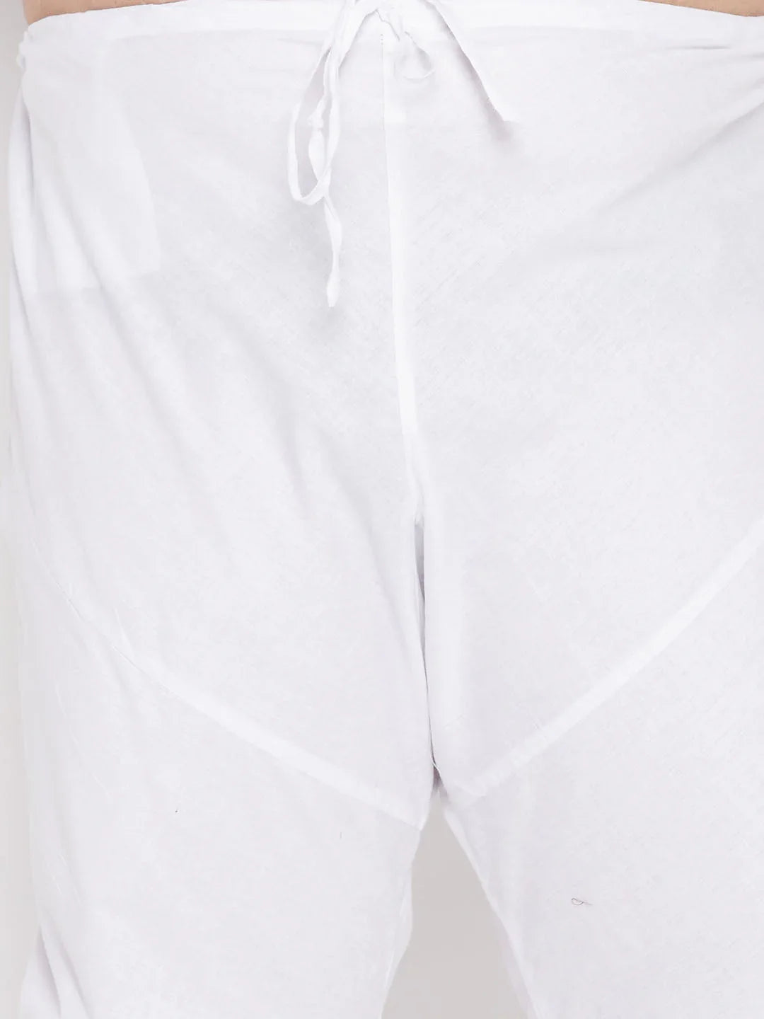 Men's Plus Size Orange Chikankari Embroidered Kurta And White Pyjama Set