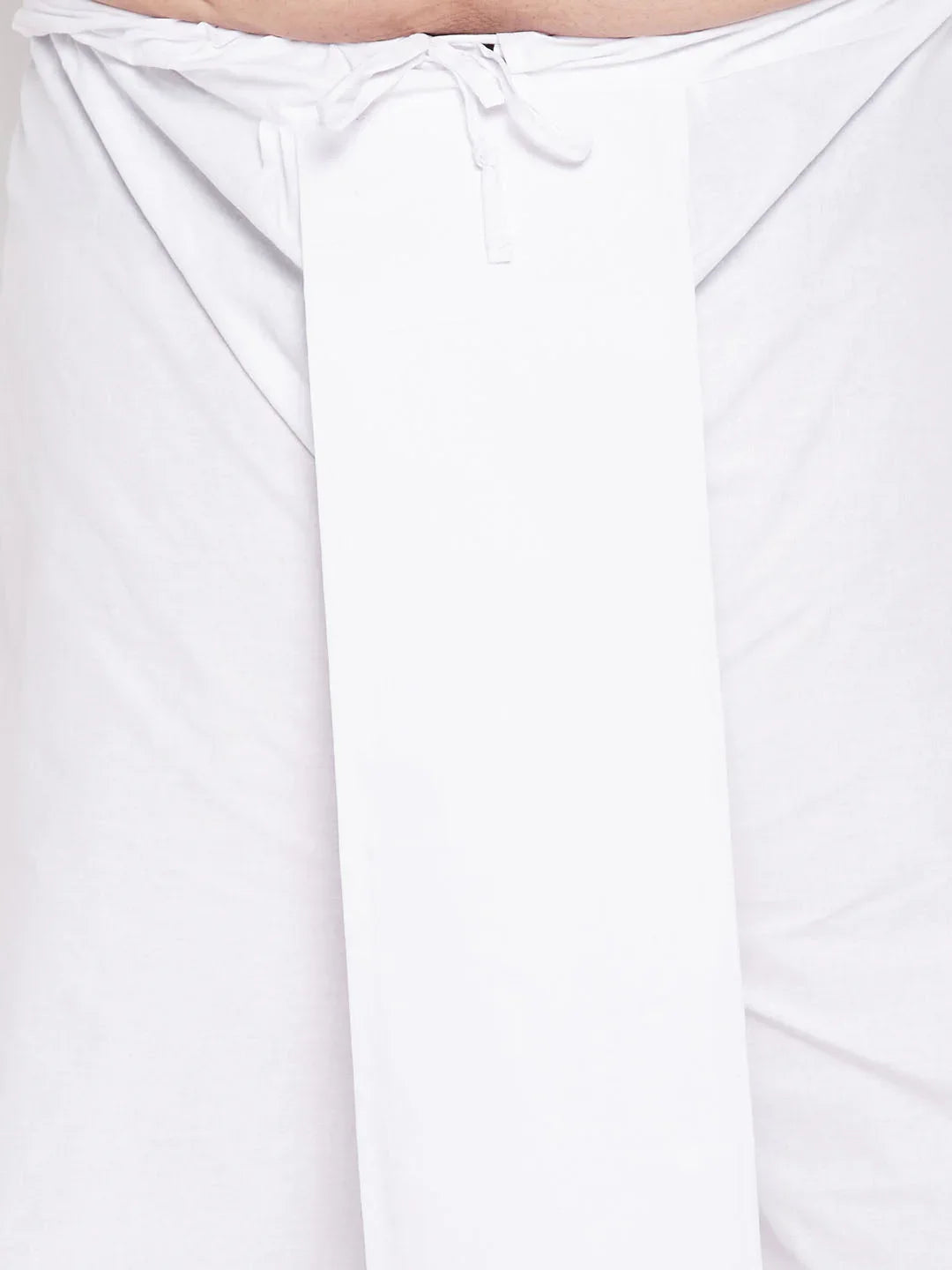 Men's Plus Size White Chikankari Embroidered Kurta And Dhoti Set