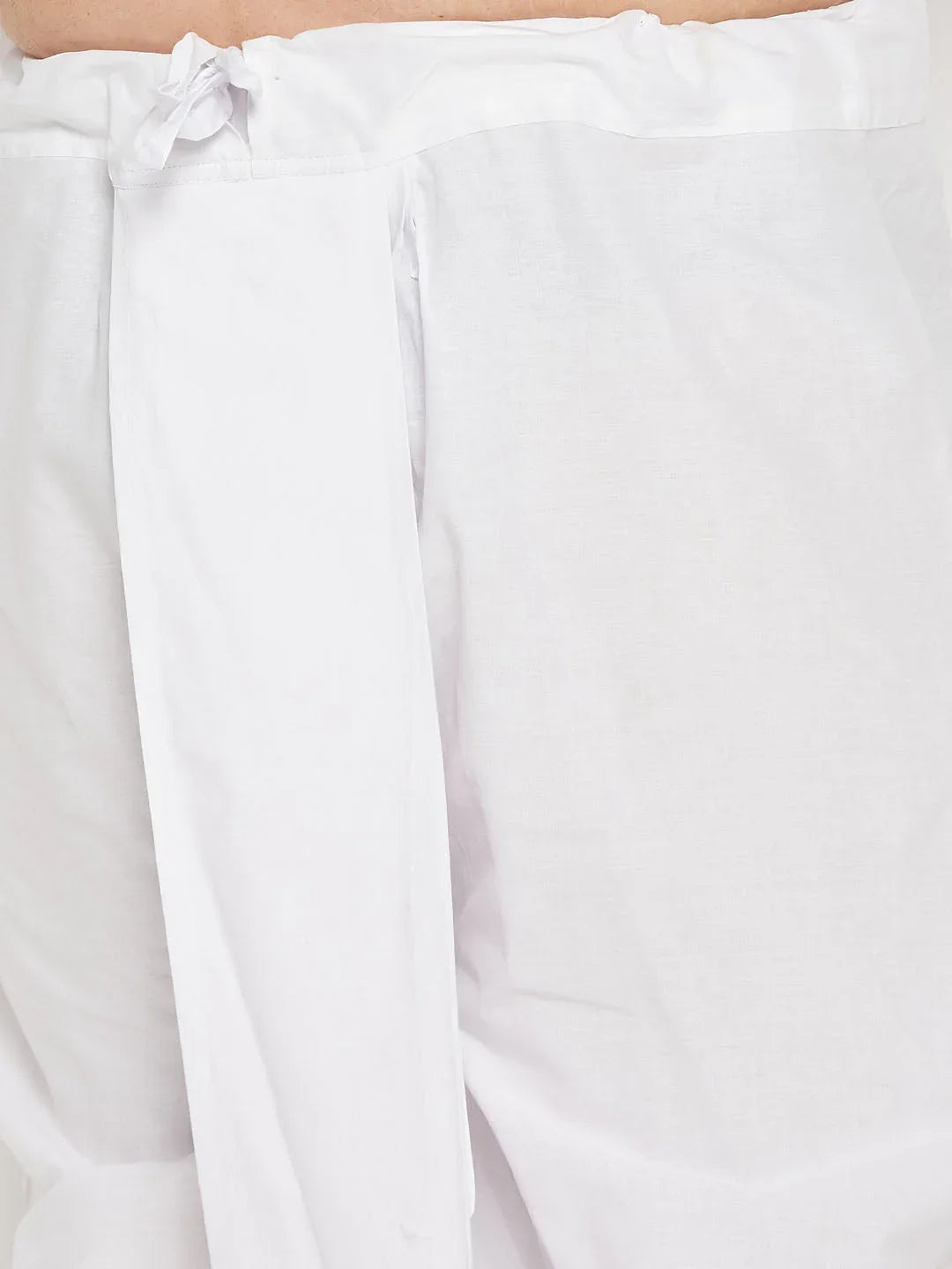 Men's Plus Size Yellow Chikankari Embroidered Kurta And White Dhoti Set