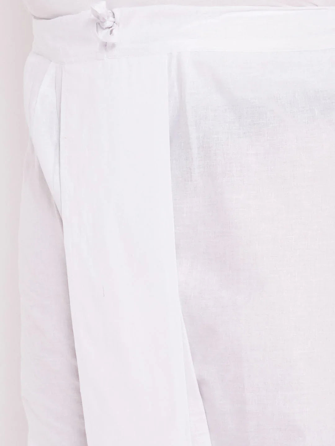 Men's Plus Size White Cotton Kurta And Dhoti Set