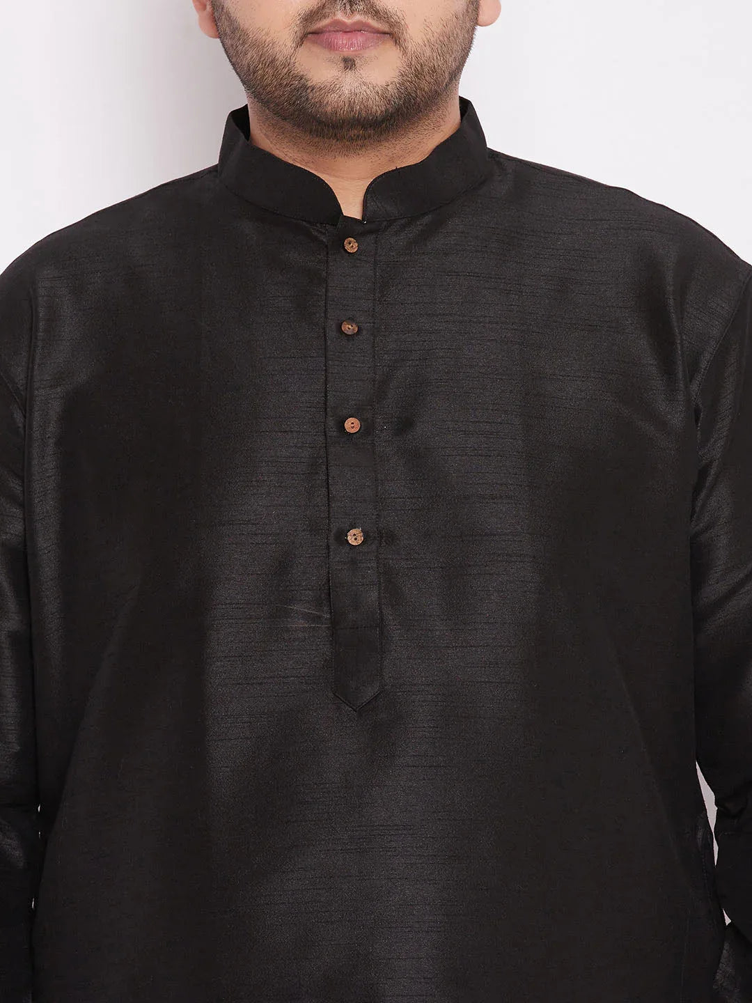 Men's Plus Size Black Cotton Silk Blend Kurta And Pyjama Set