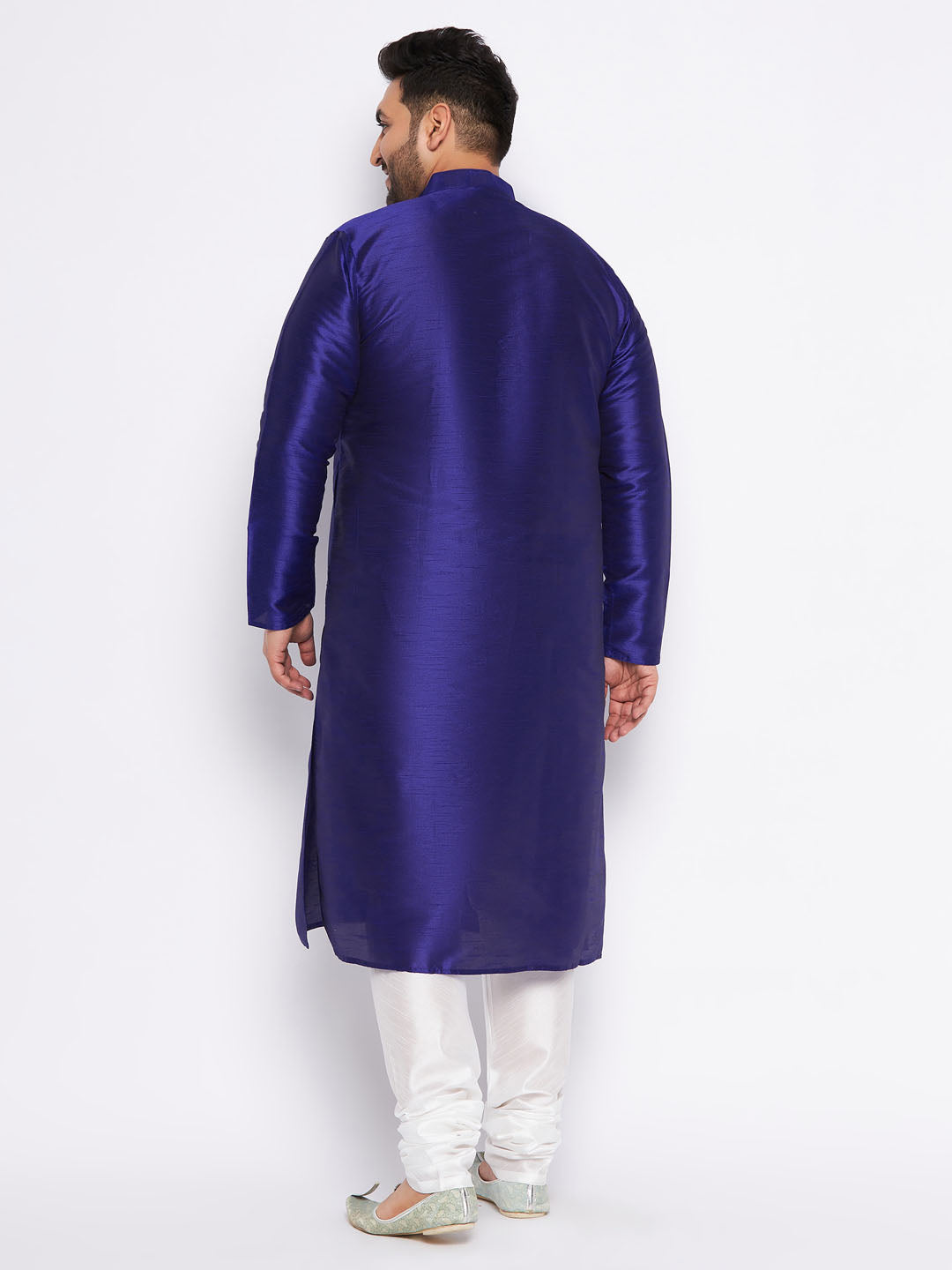 Elegant dark blue kurta with white pyjama for men