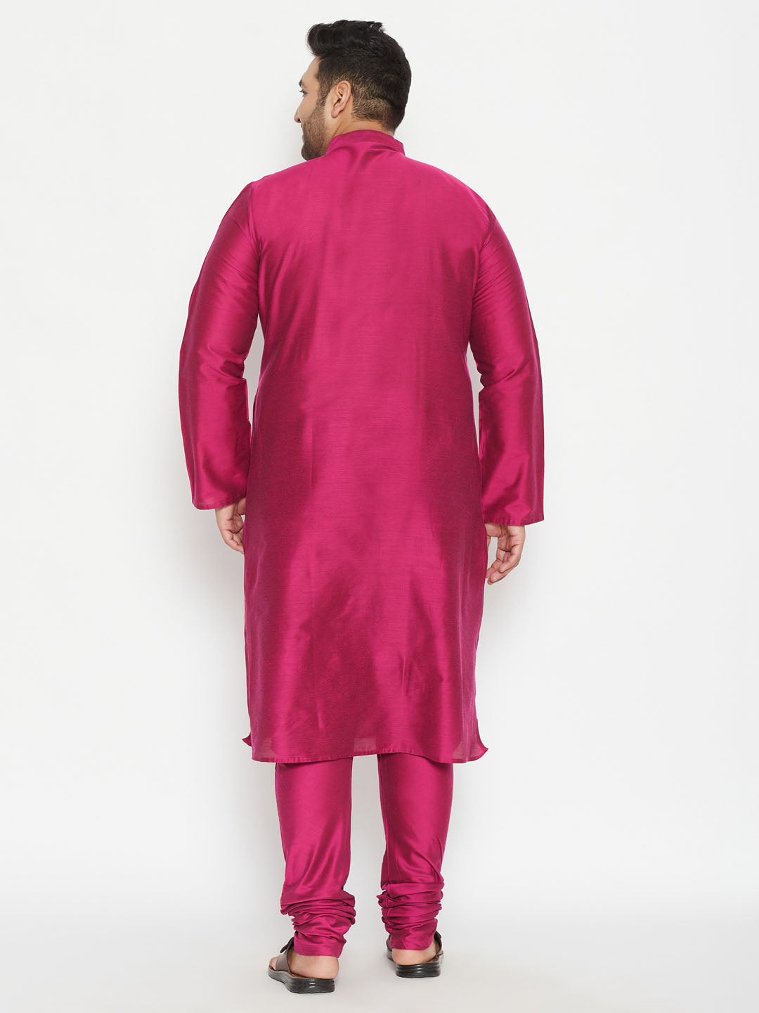 VASTRAMAY Men's Plus Size Fushia Pink Viscose Blend Kurta Pyjama Set