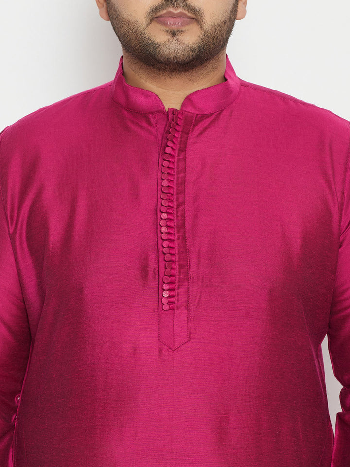 VASTRAMAY Men's Plus Size Fushia Pink Viscose Blend Kurta Pyjama Set