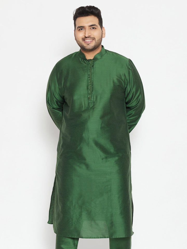 VASTRAMAY Men's Plus Size Green Viscose Blend Kurta