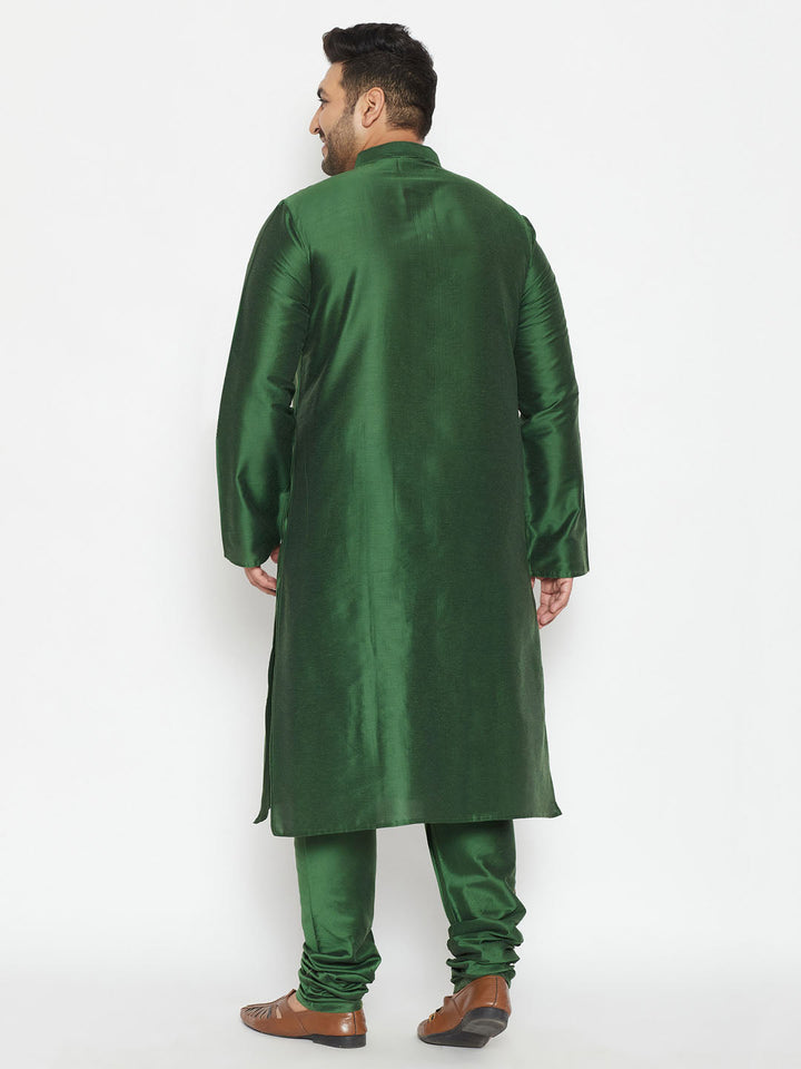 VASTRAMAY Men's Plus Size Green Viscose Blend Kurta and Pyjama Set