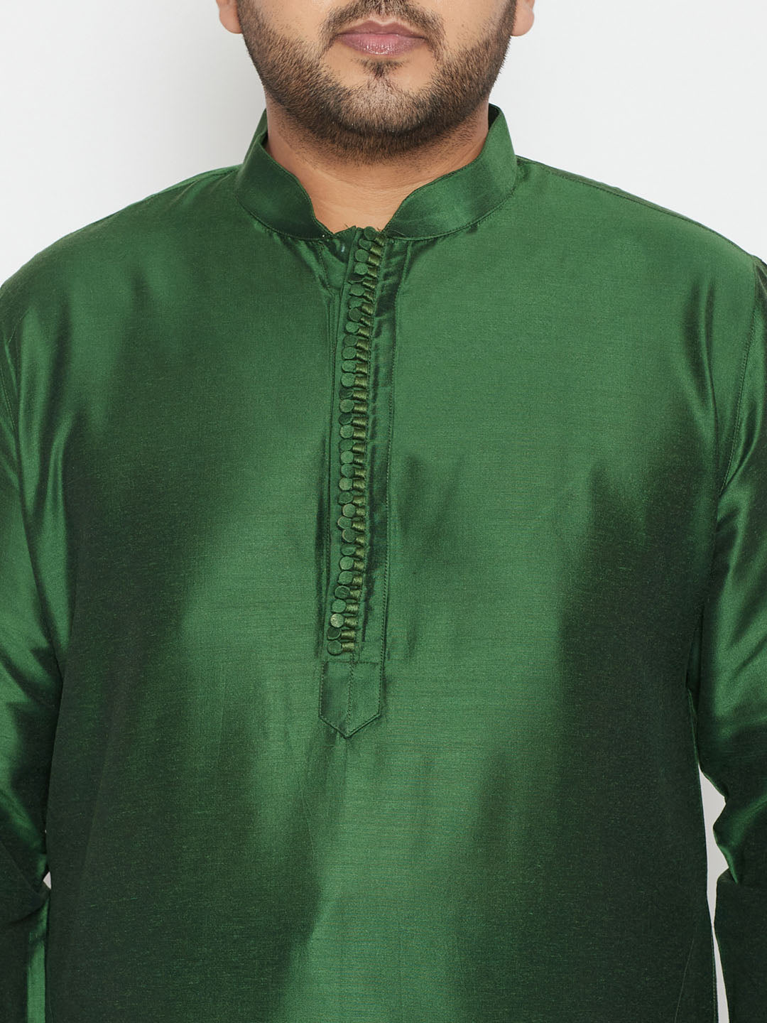 VASTRAMAY Men's Plus Size Green Viscose Blend Kurta and Pyjama Set