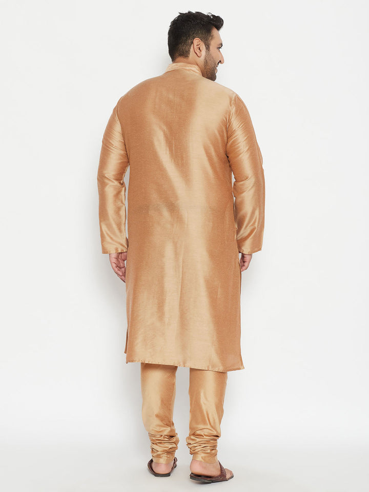 VASTRAMAY Men's Plus Size Rose Gold Viscose Blend Kurta Pyjama Set, traditional Indian attire with elegant rose gold color and comfortable viscose blend fabric