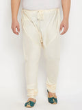 Men's Plus Size Cream Viscose Solid Relax Fit Churidar