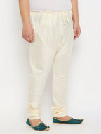 Men's Plus Size Cream Viscose Solid Relax Fit Churidar