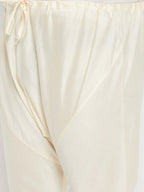 Men's Plus Size Cream Viscose Solid Relax Fit Churidar