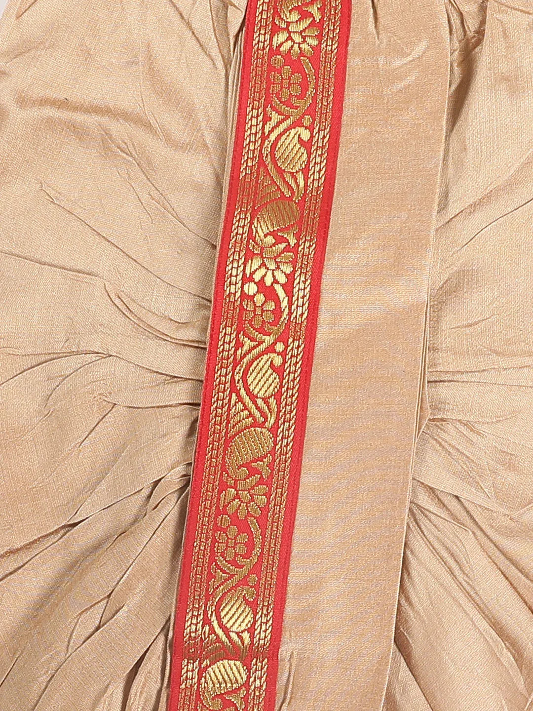 Boy's Rose Gold Kurta With Dhoti Pants & With Dupatta Set
