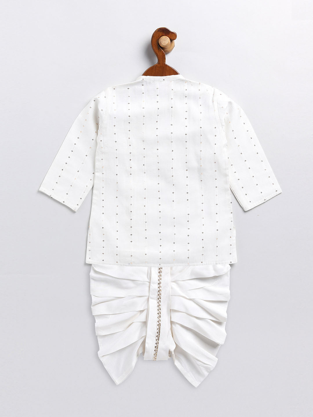 VASTRAMAY SISHU Boy's White Embellished Angrakha Kurta Dhoti Set