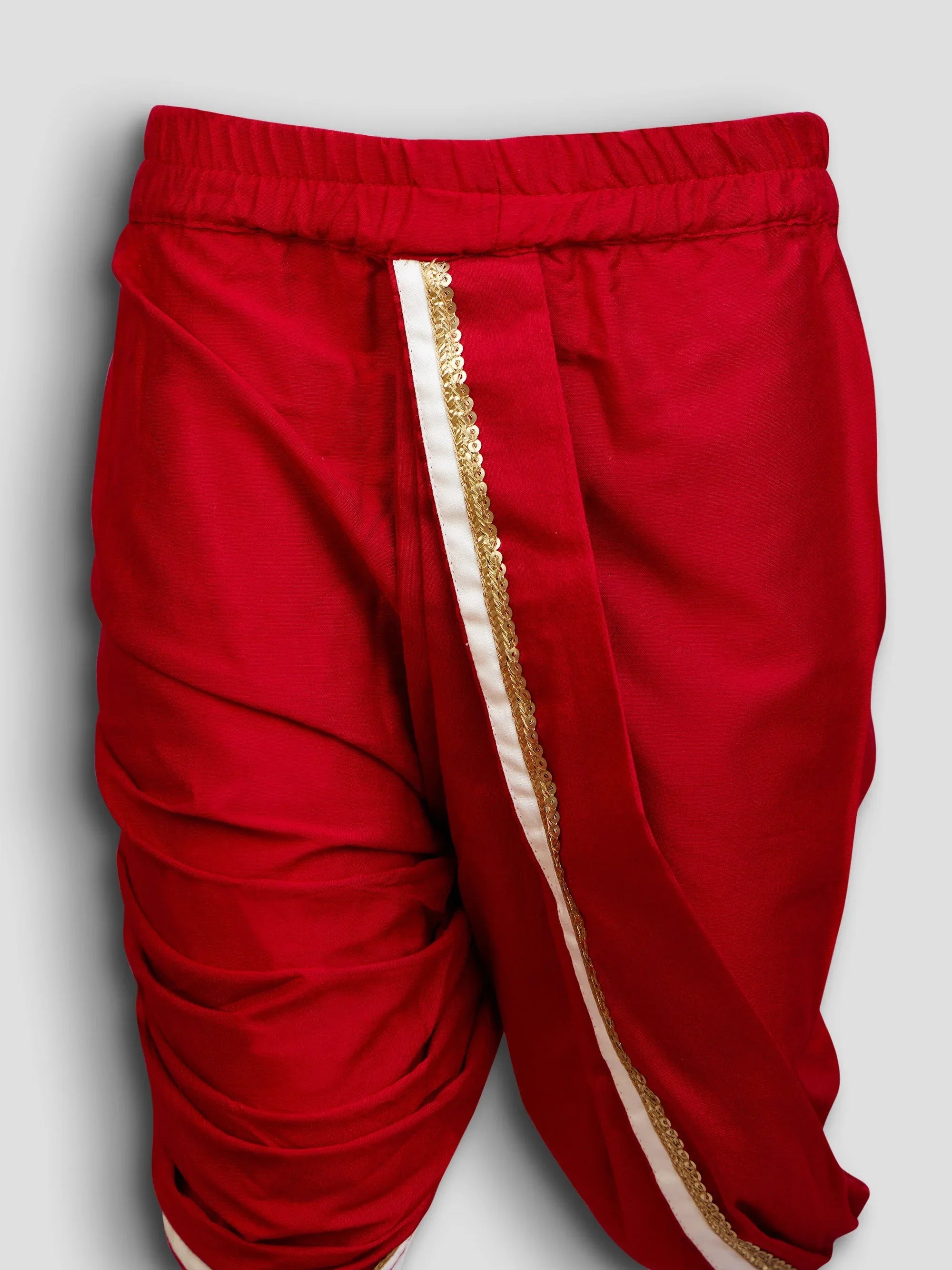 Boys White Fine Satin Kurta Dhoti Set with Embroidery