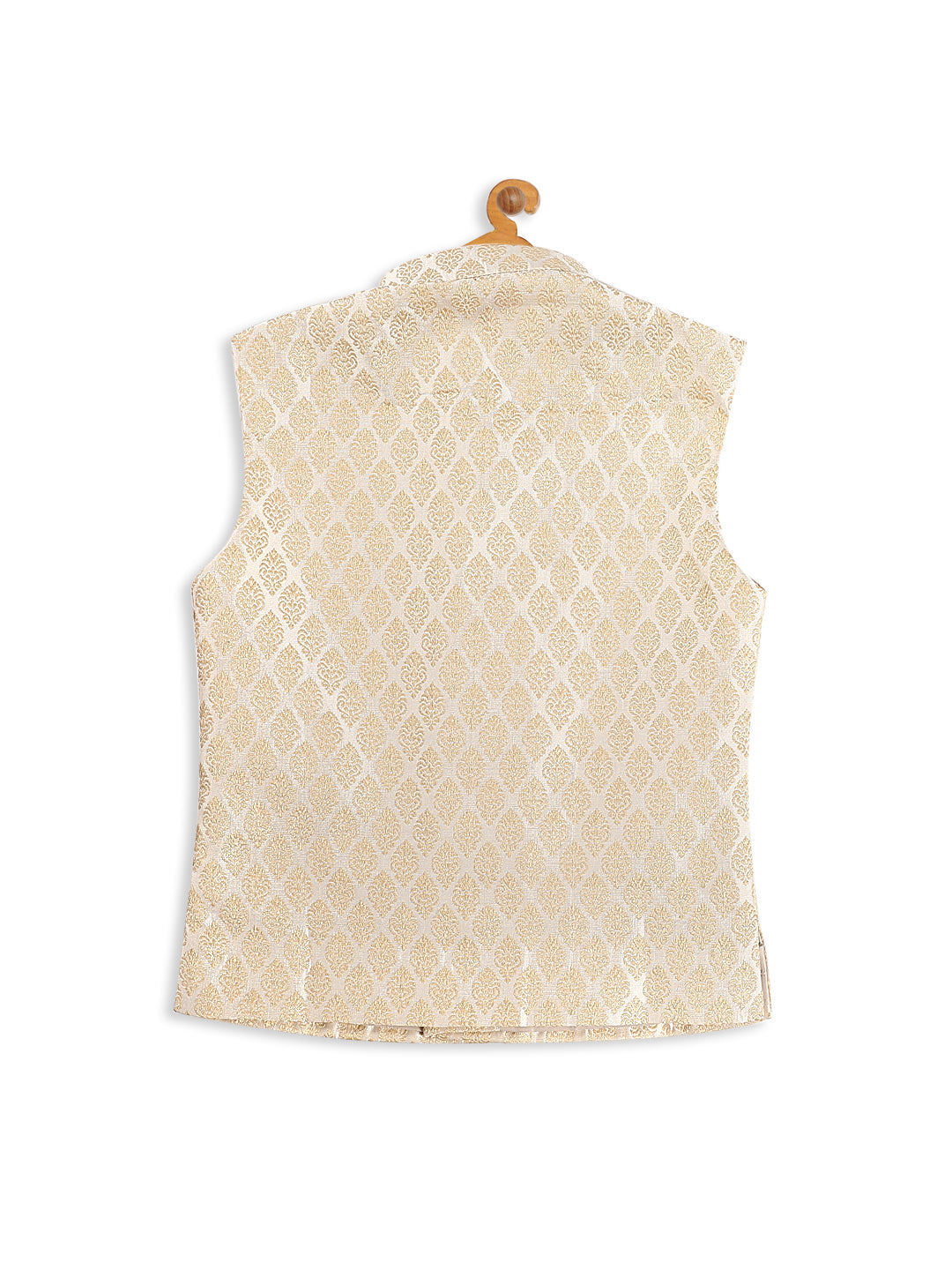 VASTRAMAY SISHU Boy's Cream Woven Design Nehru Jacket - qivii
