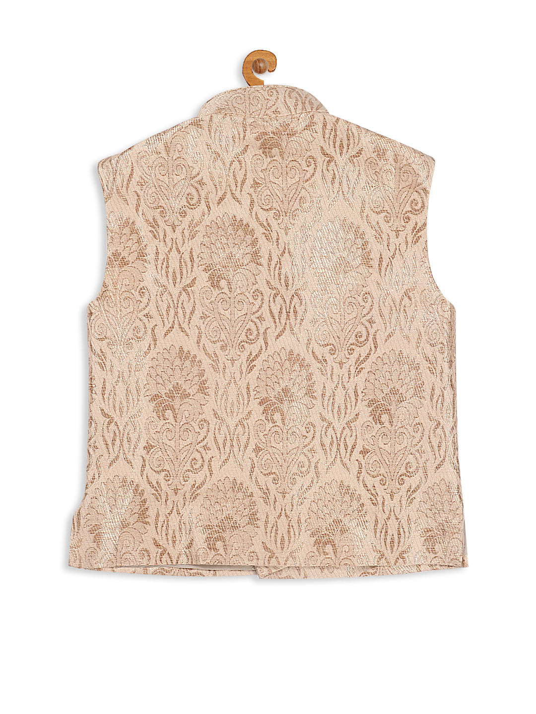 VASTRAMAY Boy's Rose Gold Silk Blend Nehru Jacket