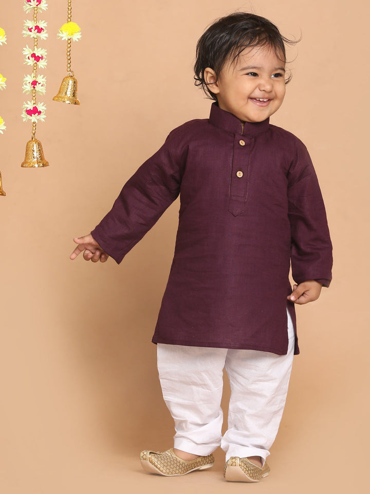 VASTRAMAY Boy's Purple Kurta