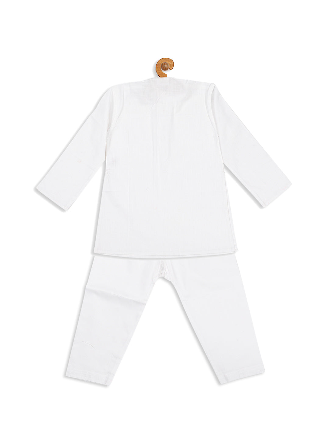 VASTRAMAY Boy's White Kurta With White Pyjama Set