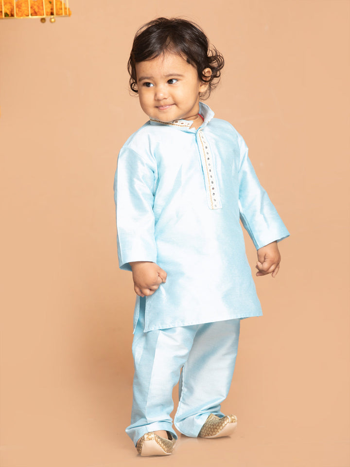 VASTRAMAY SISHU Boys' Aqua Blue Viscose Kurta and Pyjama Set