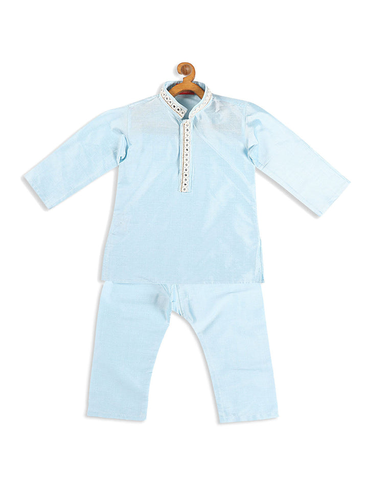 VASTRAMAY SISHU Boys' Aqua Blue Viscose Kurta and Pyjama Set