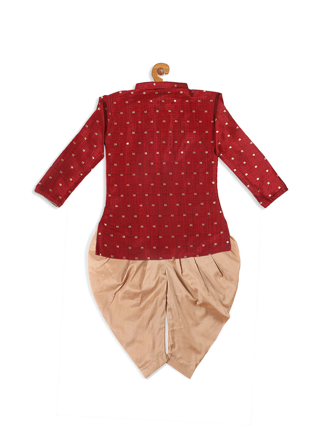 VASTRAMAY Boy's Maroon Kurta with Dhoti Pant Set