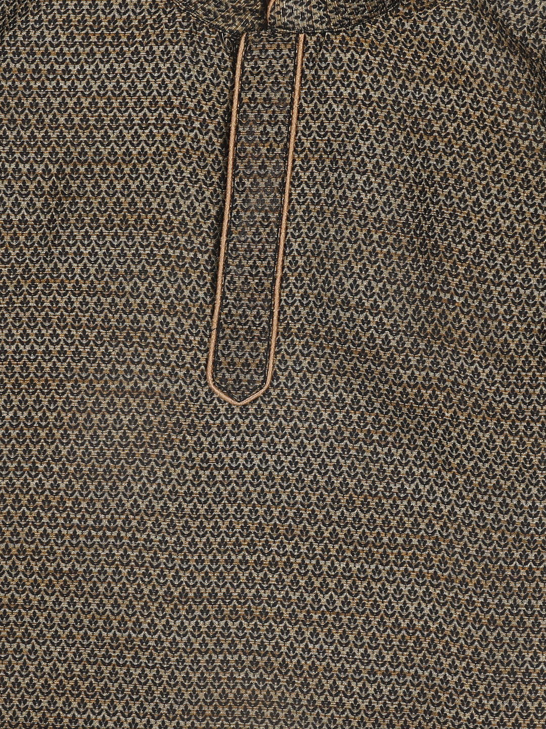 VASTRAMAY SISHU Boy's Black Woven Kurta And Rose Gold Pyjama Set - qivii